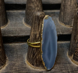 Gilded Edge Sliced Agate Ring