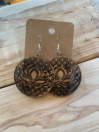 Lotus Wooden Earrings