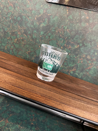 City of Forks Mountain Shot Glass