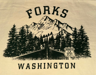 HWY 101 Forks, WA Sketch Heavyweight Cream S/S Tee