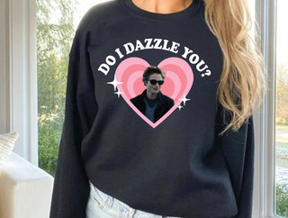 Do I Dazzle You Heart White Text Glitter Design