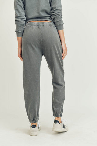 Mineral-Washed Cotton Terry Cuffed Joggers