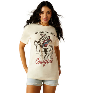 Ariat Women's Off White Cowgirl Boyfriend Fit Graphic Short Sleeve Shirt