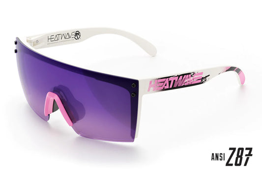 Lazer Face Z87 Sunglasses: White Frame & Nose Piece /  Purple Lurk Lens -Reactive Arms