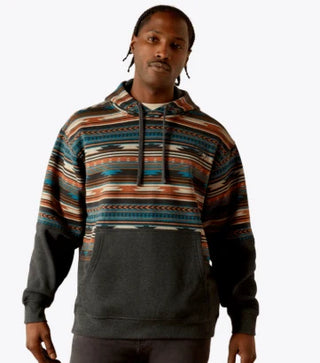 Men's Color Block Hoodie Rust Serape - 10062905