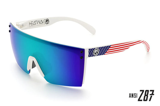 Lazer Face Sunglasses: White Frame Stars & Stripes USA Z87