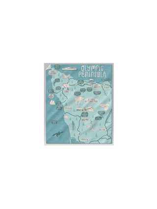 Olympic Peninsula Hand Drawn Map Blanket