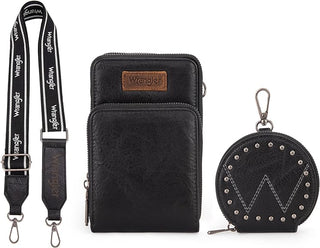Wrangler Crossbody Cell Phone Purse with Coin Pouch - Black