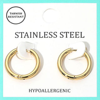 Stainless Steel Hypoallergenic Huggie Hoop Earrings: Gold