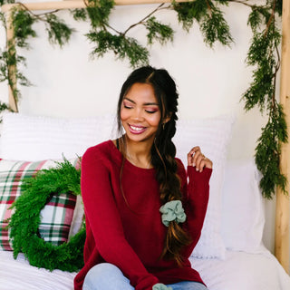 Oversized Sage Sweater Scrunchie