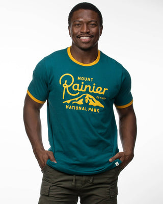 Mount Rainier Type Ringer Tee: Verdant/Spectra Yellow / L