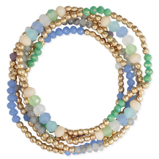 Ocean Hues Bead Gold Bracelet Set