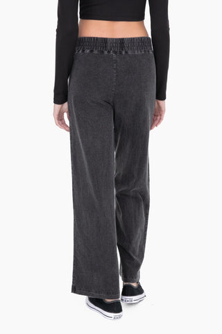 Mineral Washed French Terry Wide Leg Pants- MonoB