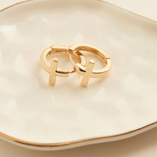 Cera Inspirational Cross Hoop Earrings: Gold