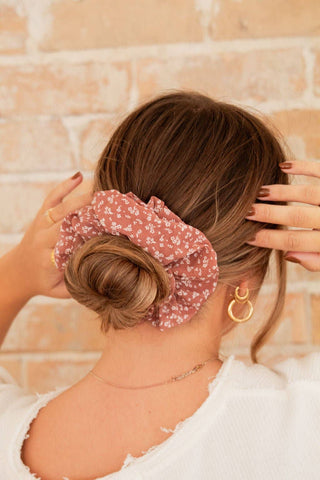 Pansy Floral Jumbo Scrunchie