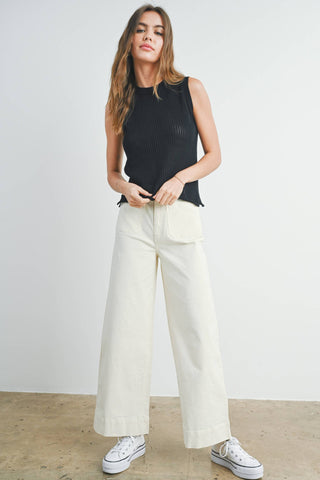 Black Wide Leg Denim Pant