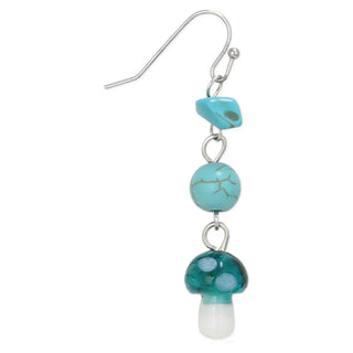 Turquoise Glass Mushroom Bead Earrings