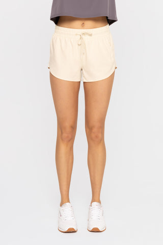 ChicEase Drawcord Mini Shorts- Natural