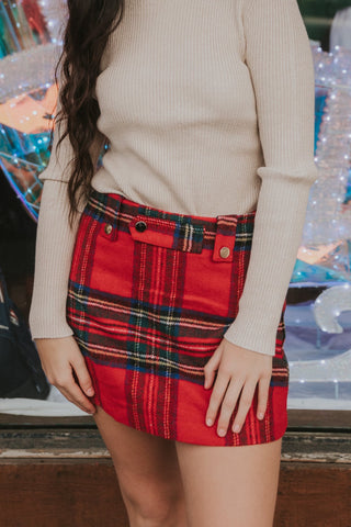 Holiday Red Plaid Skirt