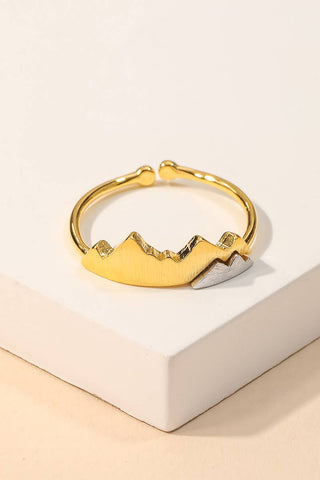 Gold Dipped Two Toned Mountain Adjustable Ring: Gold