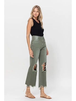 Vervet 90S Vintage Crop Flare- Olive