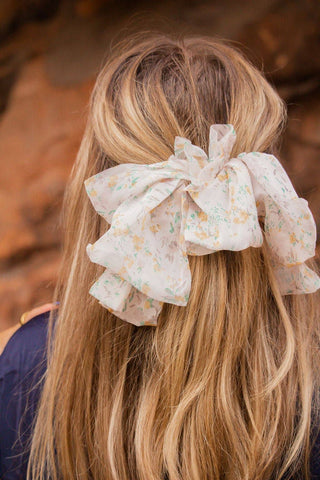 Chiffon Bow Barrette: Tan