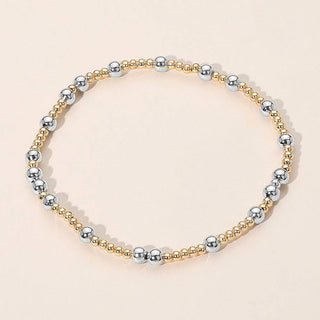 Two Tone Metal Bubble Beaded Stretch Bracelet