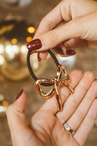 Gilded Bow Ponytail Cuff: Silver