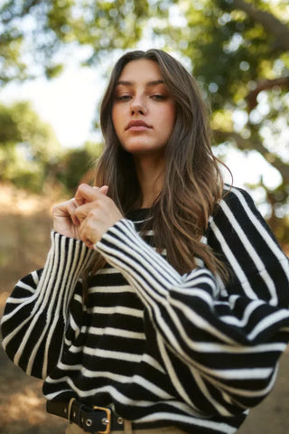 Stripe Puff Sleeve Sweater