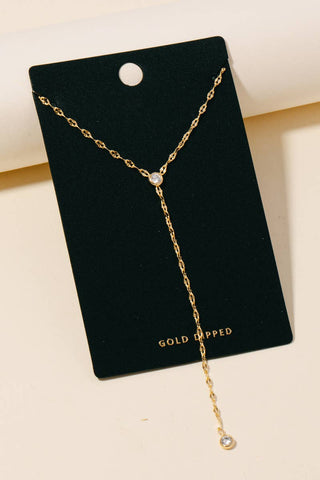 Dainty Gold Dipped Chain Link Y Necklace: Gold