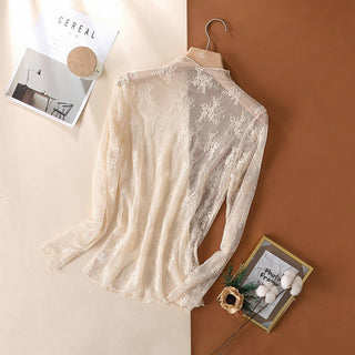 Semi Sheer Long Sleeve Top- Cream