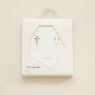 Cross Gold Dip Stud Earrings - Sophisticated Design