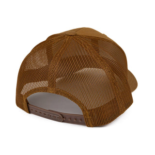 Retro Mountain Trucker Hat: Caramel