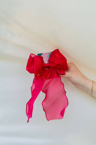 Remi Double Bow Barrette: Red