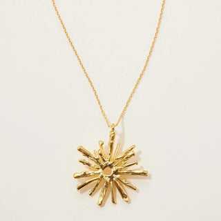 Gold Dipped Chunky Burst Pendant Long Necklace