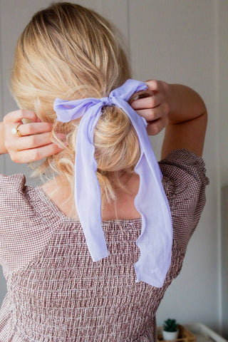 Claire Bow Hair Tie: Peach