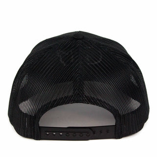 Retro Mountain Trucker Hat: Black/ Black