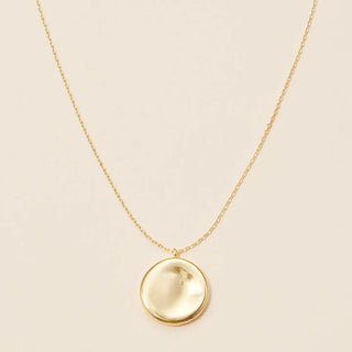 18K Gold Dipped Concave Disc Pendant Necklace