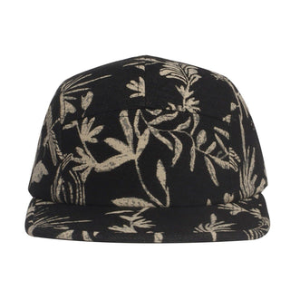 Hatphile Leaf Black Jacquard 5 Panel Hat Camp Cap: