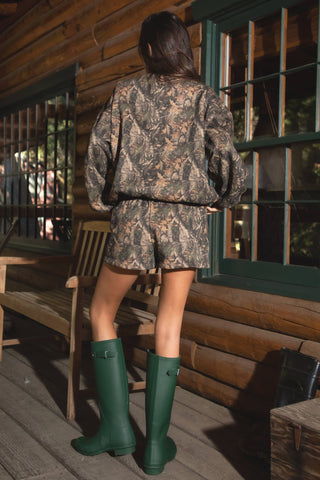 BAYOU Dark Woodland Camo Lounge Fleece Crew Neck Sweatshirt: Dark Camo