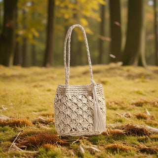 Bohemian Crochet Flower Beach Bag: Green