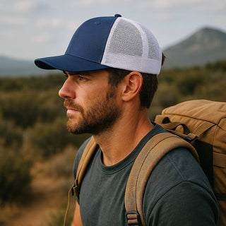 Mount Rainier National Park Snapback Trucker Hat w/ Patch: Brown on Khaki
