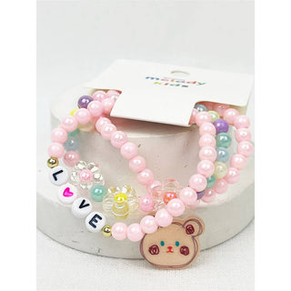 Love and Bear Theme Kids Layering Bracelet Set