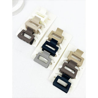 3-Pcs Neutral Color Mini Rectangle Hair Claw Set