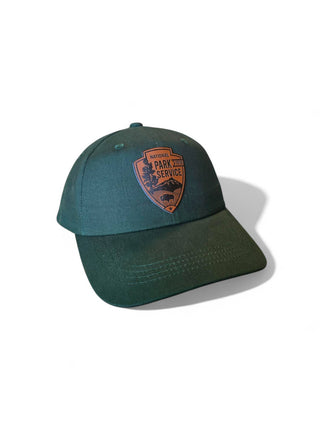 National Park Service Leather Patch Hat: NPS Ranger: Forest Green