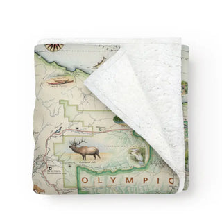 Olympic National Park Map Fleece Blanket