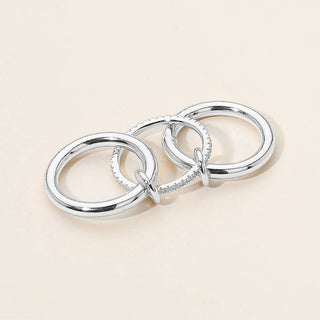 Stone Paved Band Accent Triple Link Band Ring: Two Tone