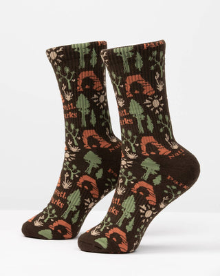 National Park Roundup Sock: Brown / L/XL