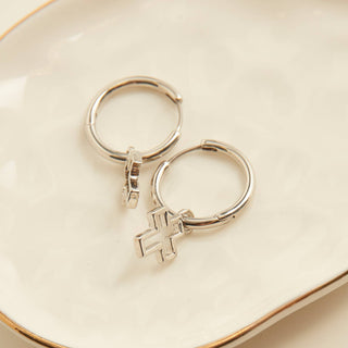 Cera Inspirational Frame Cross Earrings: Gold