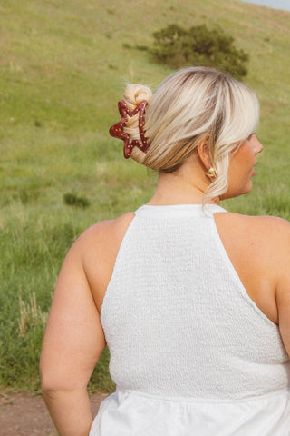 Red Polka Dot Star Claw Clip